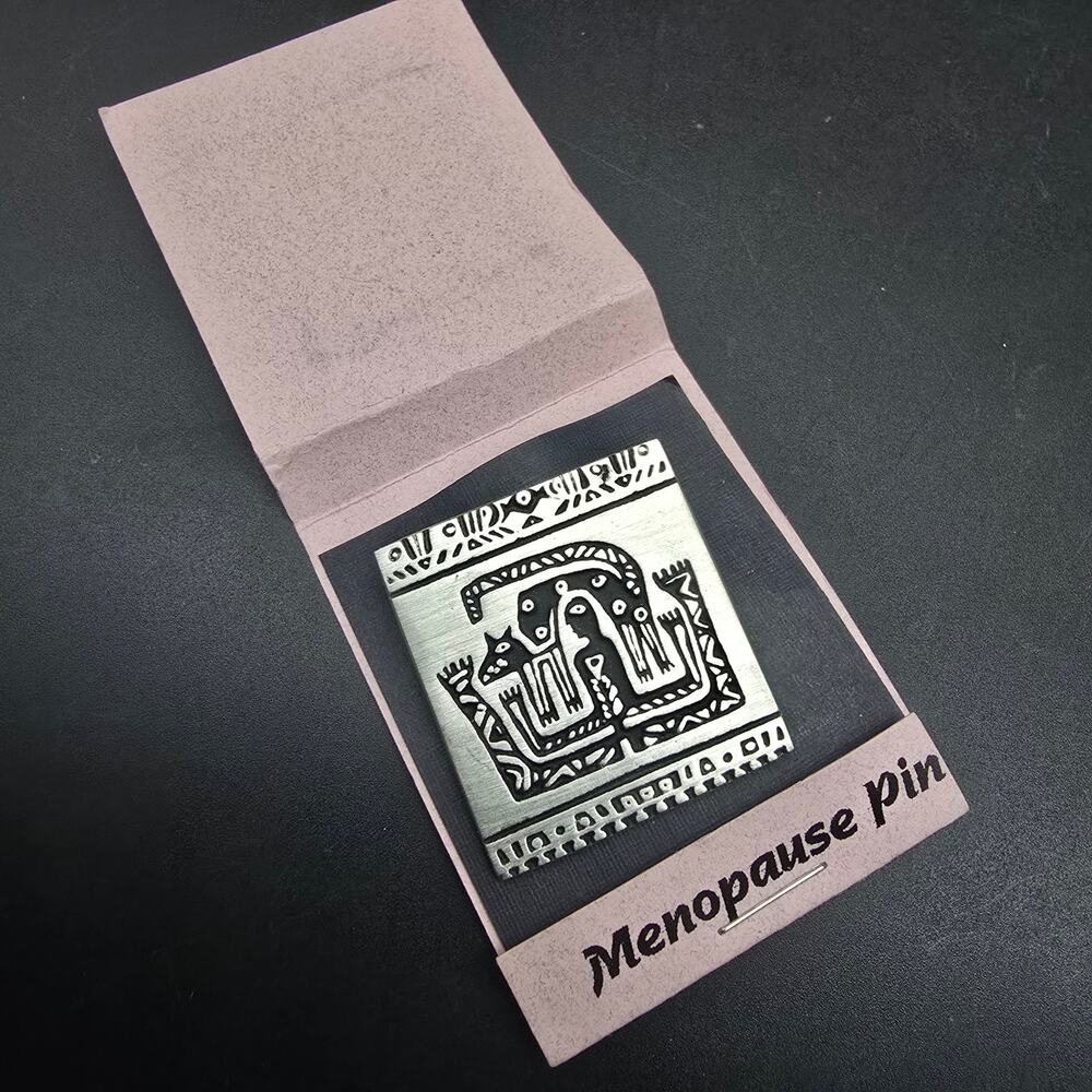 Alice Seely Menopause Pin Cat On The Back Tribal Aztec Womens Gift